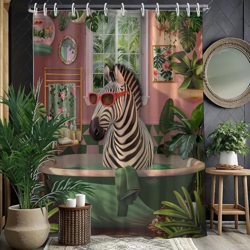 TSLOVER Funny Zebra Shower Curtain,Animal Print...