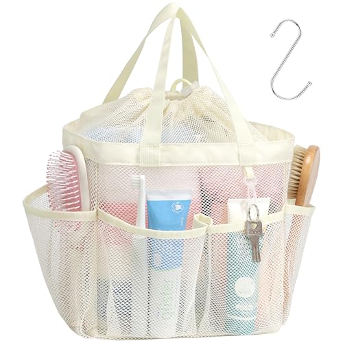 Mesh Shower Caddy Portable with Drawstring - 2-Handle Shower Bag for Dorm