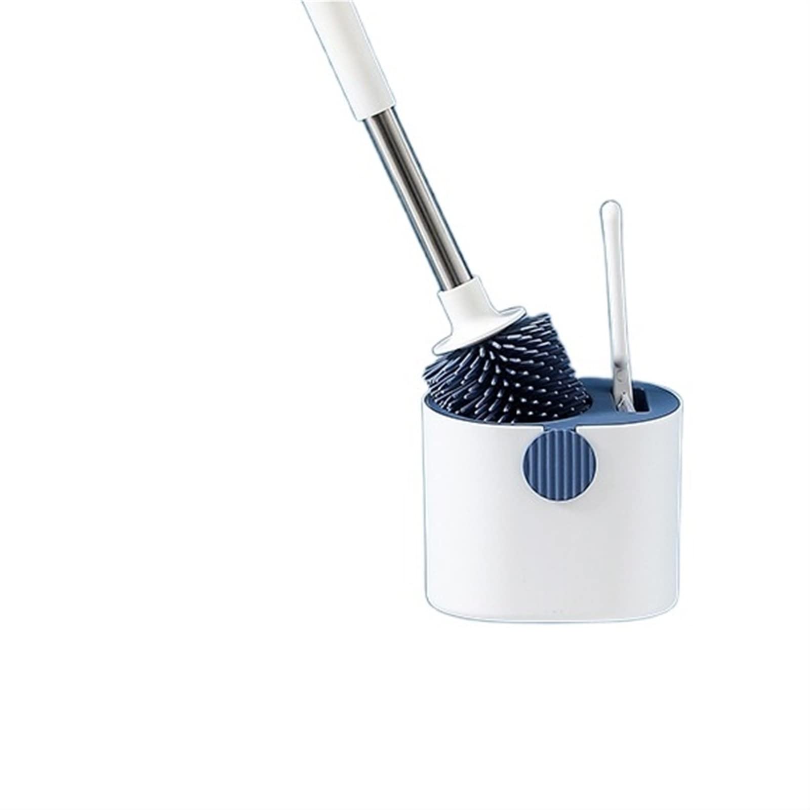 Scopino per WC perforato a parete in silicone, setole morbide con manico lungo, set di spazzole per la pulizia del WC