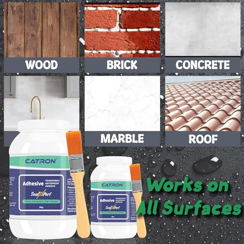 Image of Catron Waterproof 3 Crack Seal Agent SealXpert Roof Water Leakage Solution 900g,Transparent Waterproof Glue with Brush