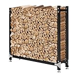 M METERXITY 4ft 1/4 Cord Firewood Rack Outdoor Upgrade Heavy Load-Bearing Frame, Wood Racks with Anti-Slip Adjustable Pad, Firewood Logs Holder Stand for Outdoor Indoor Patio Firepit