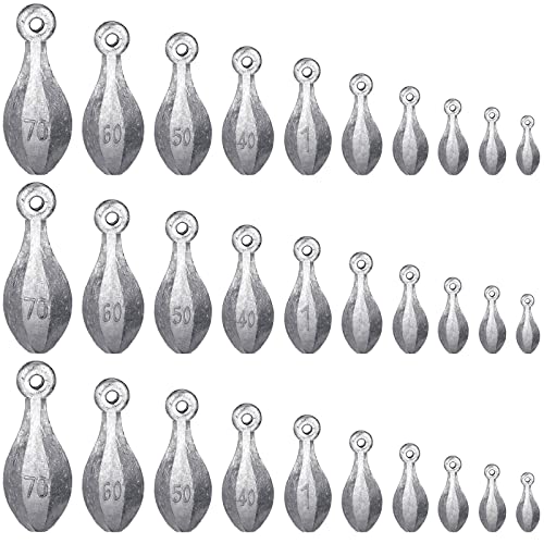 Realspring 30 Pcs Bank Fishing Weights Sinkers Bank Sinkers Freshwater Saltwater Weighters for...
