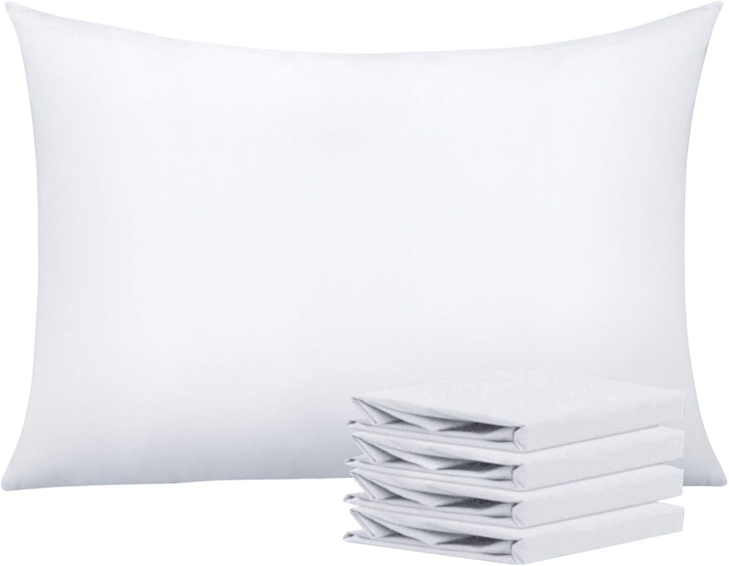 AmigoZone New 4 Pack Pillowcases Housewife Plain Cover Polycotton Percale Bedroom Pillowcases (White, Housewife Pillow Cases 4 Pack)