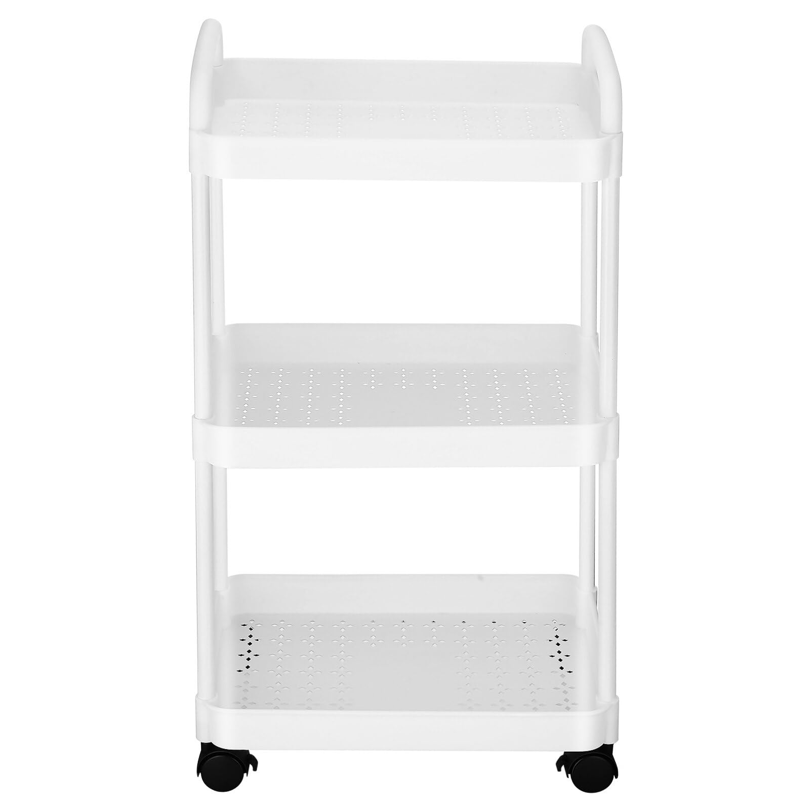 Carrito Organizador Ruedas de 3 Niveles, Plástico Blanco, Portátil | Diseño Simple y Elegante, Montaje Fácil, Amplio Espacio, Uso en Dormitorio y Habitación