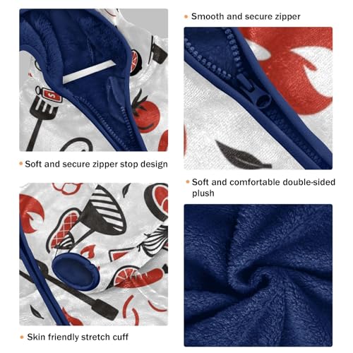 Barbeque Icon Girls Fleece Jacket Girls Fall Jacket Girls Zip Up Hoodie Girls Sherpa Jacket 2-10T3