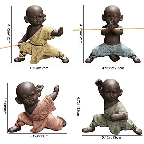 Juego de 4 Estatuas de Buda de Cerámica 4.7 in Altura miniatura 5