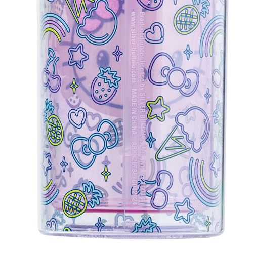 Image of Silver Buffalo Sanrio Hello Kitty Neon Fruit, Plastic Cold Cup, 20oz | Pattern, Includes Lid and Straw, 0.59 Liters
