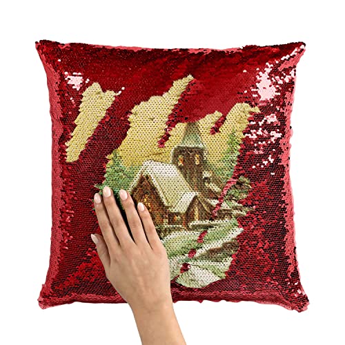 Coussin Sequin Rouge de Noël : Dites Adieu à une Déco de Fêtes Terne - 3