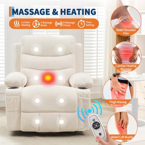 Sillón eléctrico reclinable beige con masaje miniatura 4