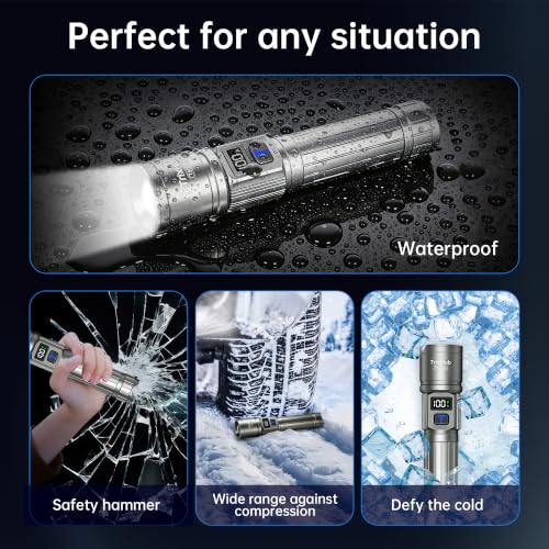 Image of TrixHub Rechargeable Flashlight Super Bright Flashlight (Titanium