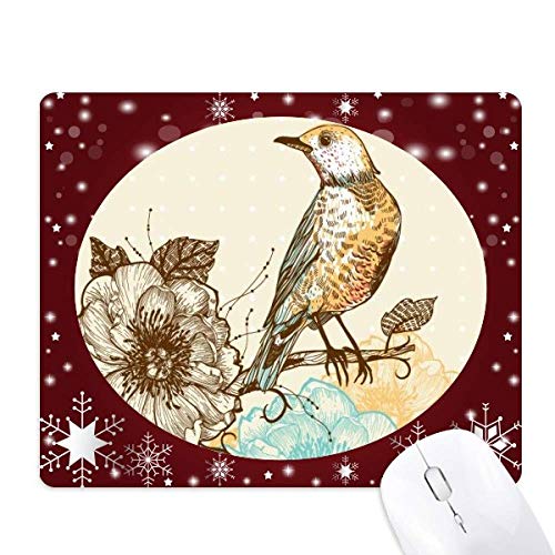 Tapis de souris oiseaux colorés tapis de bureau fleurs hiver flocon de neige