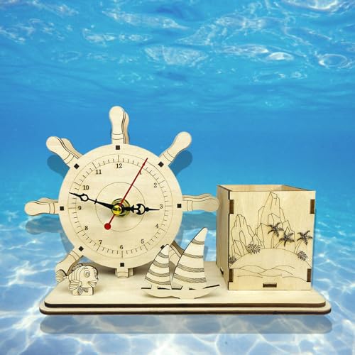 Wetufin - 3D Wooden Puzzles for Adults, 3D Wooden Puzzles for Friends Relatives Families Desk Decoration, Pen Container Clock Style -  US-3D Puzzle-BT