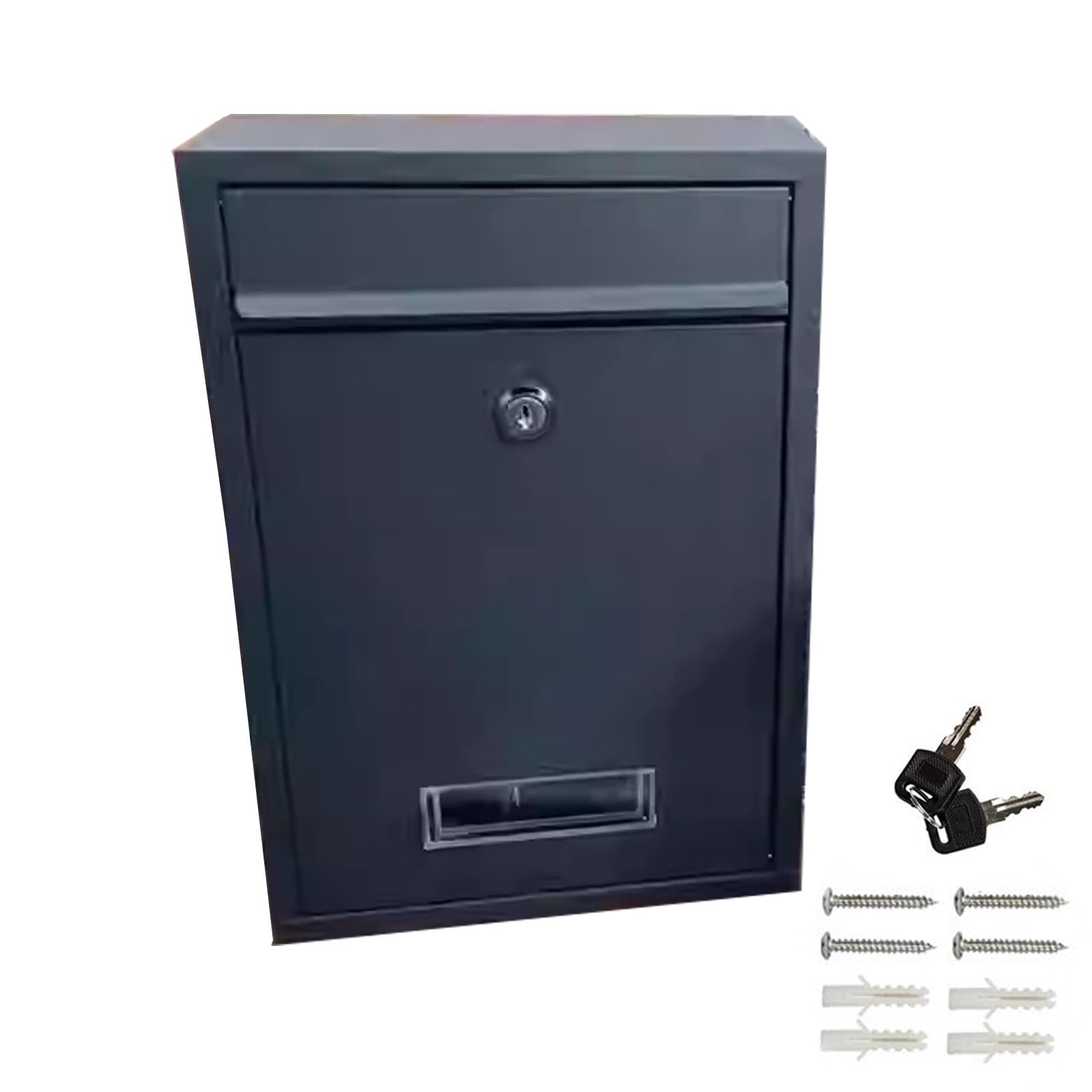 Cassetta delle lettere con chiusura a parete, con fessura per buste, colore grigio, decorazione per casa, ufficio, lavoro, 26 x 35 x 8 cm