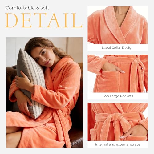 Image of HEARTNICE Womens Fleece Robes, Soft Plush Long Bathrobe, Thick Kimono Robes for Womens, Warm House Coat