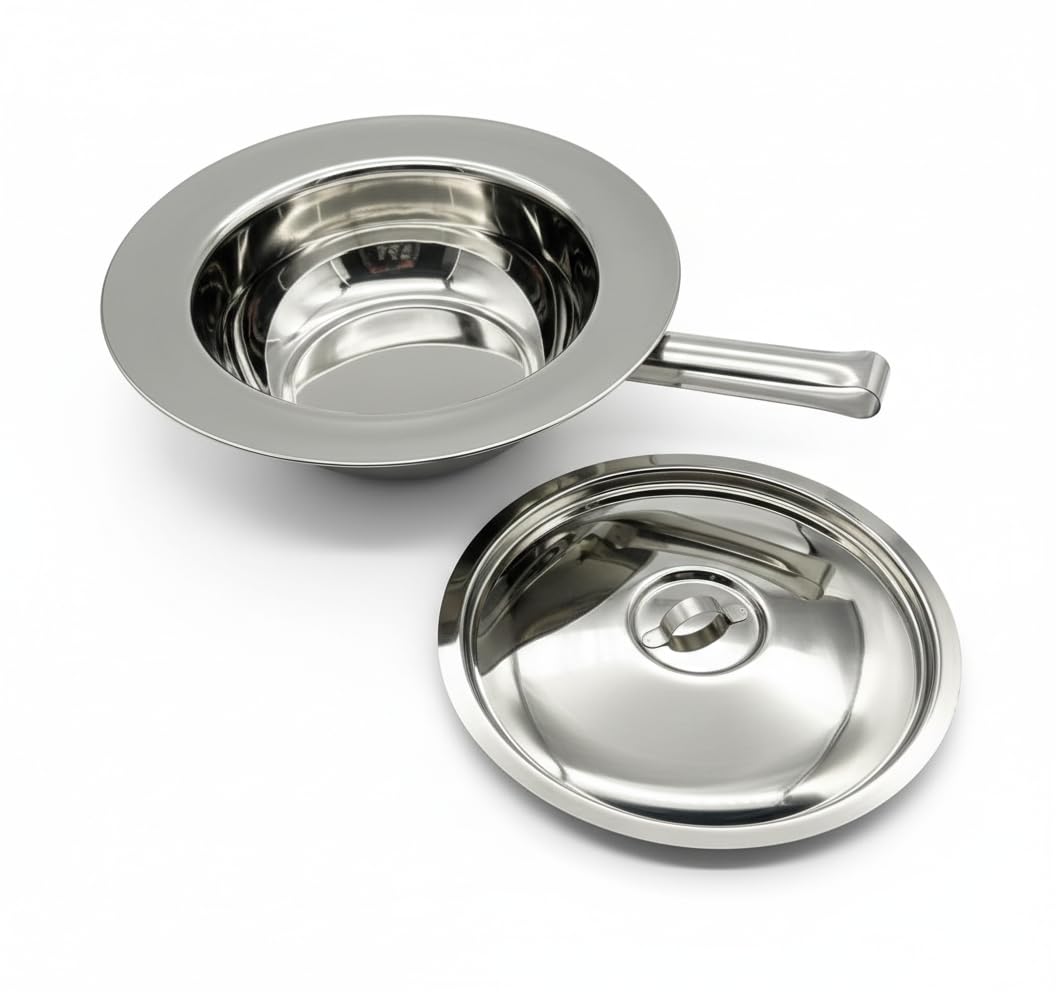 HaseMed Steckbecken mit Deckel – Edelstahl, 31 cm, 1 Stück – Hygienisches Pflegebett-Zubehör für Klinik & Zuhause – Wiederverwendbar, rostfrei & leicht zu reinigen – Bettpfanne für Erwachsene