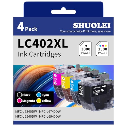 Encre LC402XL haute capacité pour des impressions nettes sur Brother MFC-J6540DW
