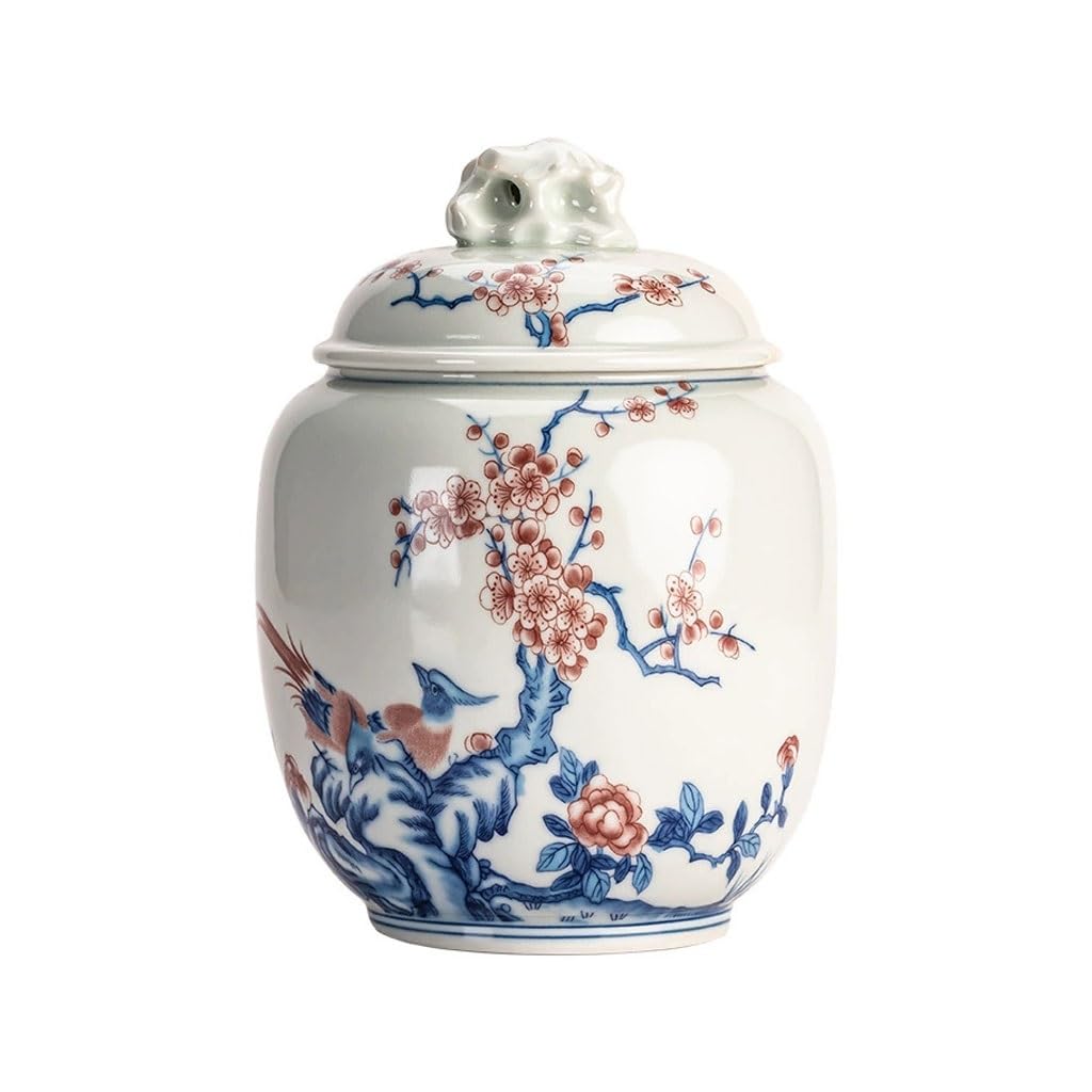 ENGENDER Tea Storage Jar Chinese Style Ceramic Sealed Storage Jar Household Tea Room Small