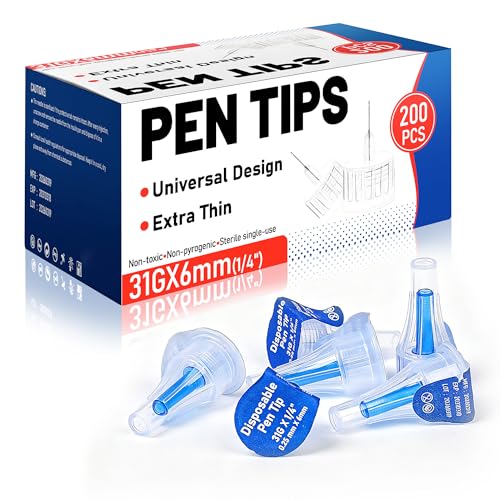 31G 1/4 Inch/6mm Pen Tips Pack of 200 Thin-Wall Channel Design Individually Wrapped