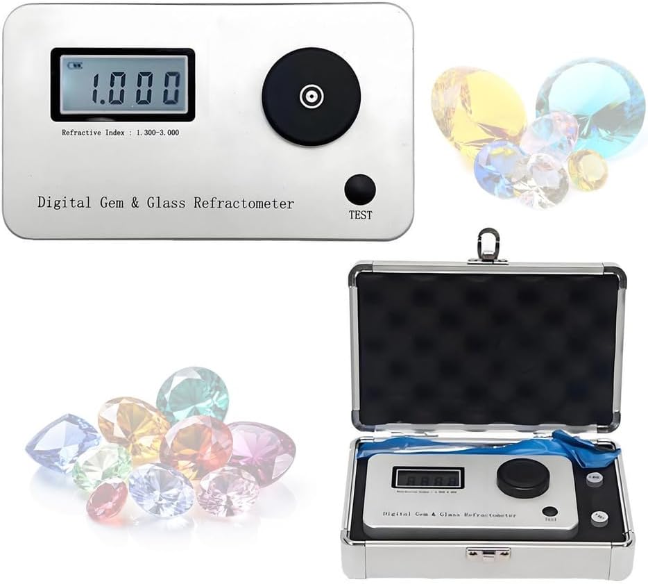 Digital Gemstone Refractometer, Jewelry Tester Identification Tools, with LCD Screens - Refractive Index 1.300-3.000 for Jewelry, Jade, Crystal