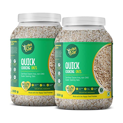 Image of Yogabar Instant Oats 900g (Buy 1 Get 1 FREE) | Premium Oats, Ready to Cook, Gluten Free Oats with High Fibre, 100% Whole Grain, 1.8kg
