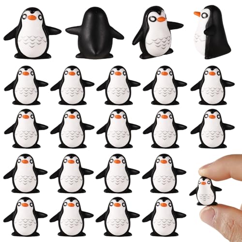25pcs Mini Pingouins en Résine, Petits Pingouins en Résine Mignons Pingouins Miniatures Petites Figurines d'animaux pour l'hiver Noël Jardin de Fées Micro Paysage...