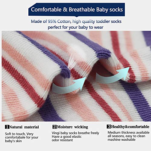 Image of Tphon 12 Pairs Toddler Non Skid Socks with Grips Anti Slip Bottom, Cotton Non Slip Ankle Crew Socks for Boys, Girls, Kids(1-7Years)