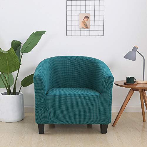 Image of SearchI Club Chair Slipcover Stretch Barrel Chair Covers Jacquard Tub Chair Slipcovers Spandex Armchair Sofa Cover Removable Couch Furniture Protector Arm Chair Cover for Living Room(Emerald Green)