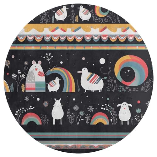 Tapis de bureau rond Noël antidérapant et confortable d'hiver - 5