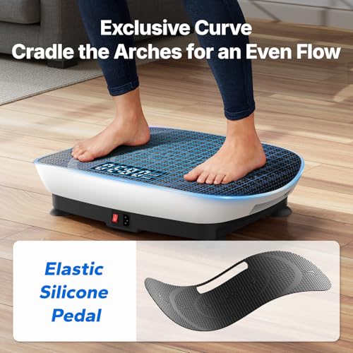 Image of MERACH Vibration Plate Exercise Machine, Curved Vibration Plate for Lymphatic Drainage Weight Loss, Vibrating Plate with Real-Time Calorie Tracking on LED Display, Workout Equipment for Home Women Men