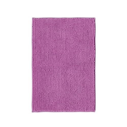 Decomira Tapis de Bain Antidérapant en Chenille | Super Absorbant et Lavable en Machine | pour la Salle de Bain, Douche, Baignoire ou comme Tapis WC | Violet - 50x80 cm