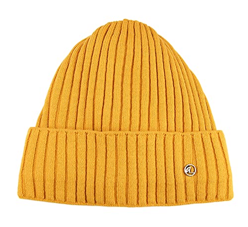 Ever Bloom Bonnet tricoté pour homme et femme - Fabriqué en UE - Bonnet d'hiver chaud avec doublure en polaire douce., jaune, taille unique Cover