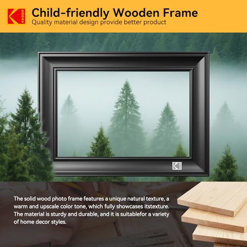 Image of KODAK 10.1 Inch WiFi Digital Picture Frame, 32G 1920x1200 FHD Touch Screen Smart Photo Frame with Premium Wood, WiFi 6, AI Photo Art, Easy Photo Transfer via APP /Email /USB /SD Card