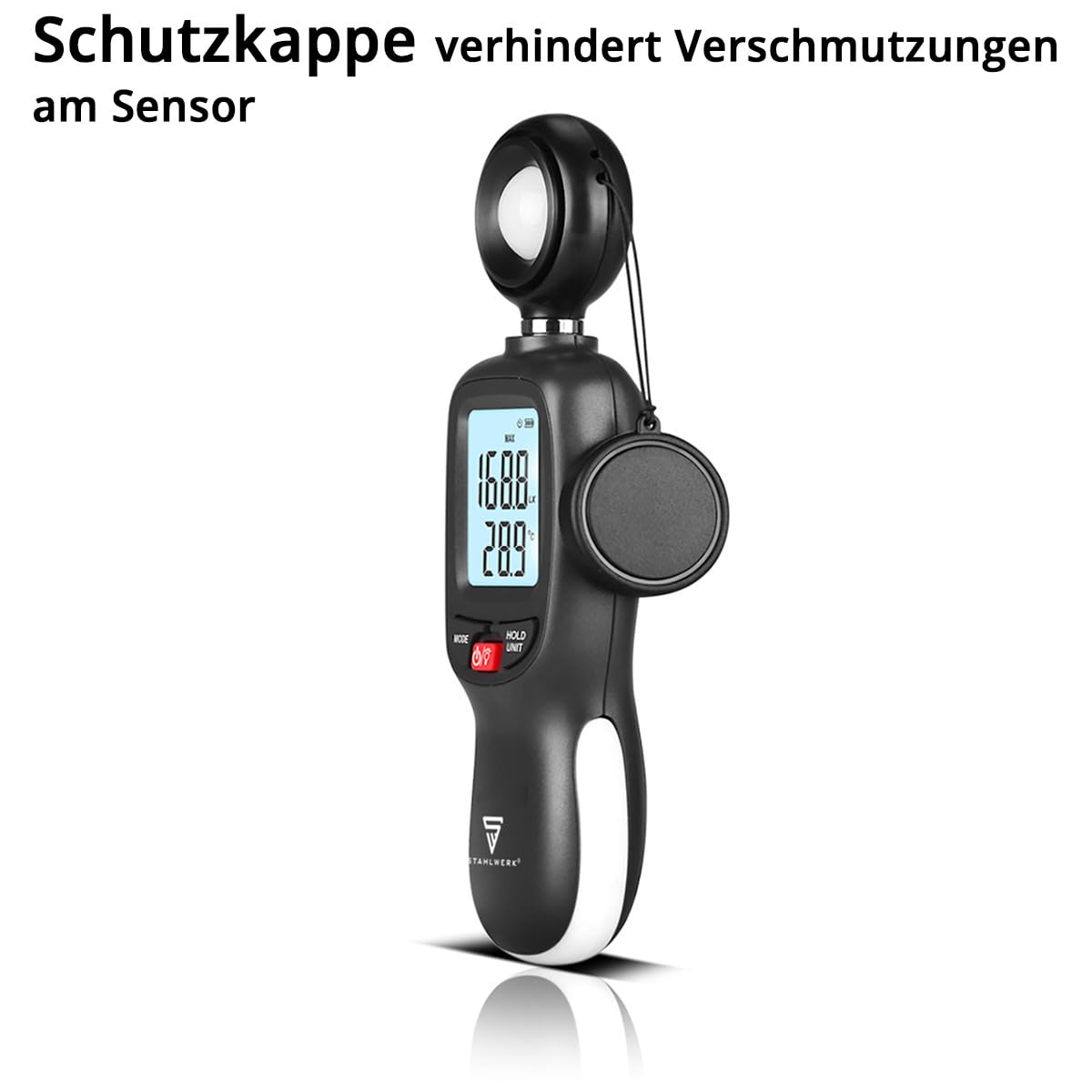 STAHLWERK Lux-Messgerät - Präzises digitales Beleuchtungsmessgerät zur professionellen Messung der Lichtintensität, ideal für Lichtmessungen in der Fotografie, in Räumen oder am Arbeitsplatz