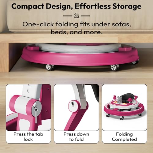 Image of StarAndDaisy 360 Baby Walker 6-24 Months / 7 Level Height Adjustment Walker for Kids Boy and Girl with Switchable Food & Musical Toy Tray /Premium Baby Activity Walker - Pink
