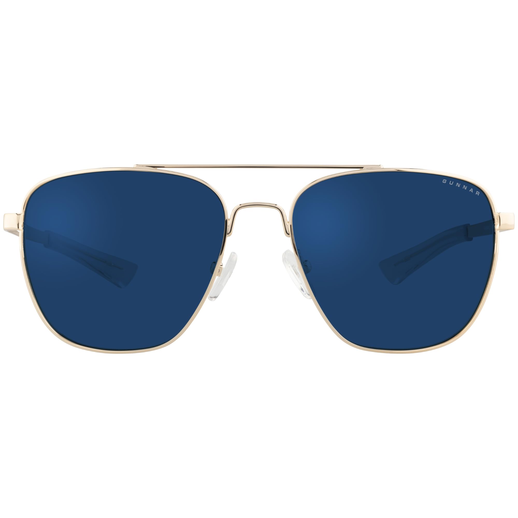 Gunnar Gaming- und Computerbrillen - MUSTANG - Rahmenfarbe: GOLD, Linsentönung: Sun (Blockiert 90% des blauen Lichts & 100% UV-Licht) - Blaulichtblockierende Brillen