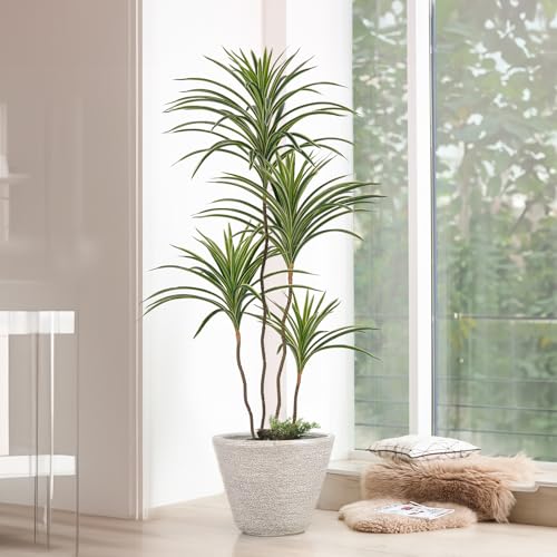 YEPDIN Künstliche Dracaena-Pflanzen für den Innenbereich, 120 cm hohe künstliche tropische Bodenpflanzen für den Innenbereich hoher künstlicher Topf künstliche Bäume für die Dekoration von Home-Office