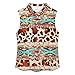 JooMeryer Aztec Tribal Golf Shirts for Women Western Cow Printed Button Up Sleeveless Shirts,Brown Aztec Leopard,XL