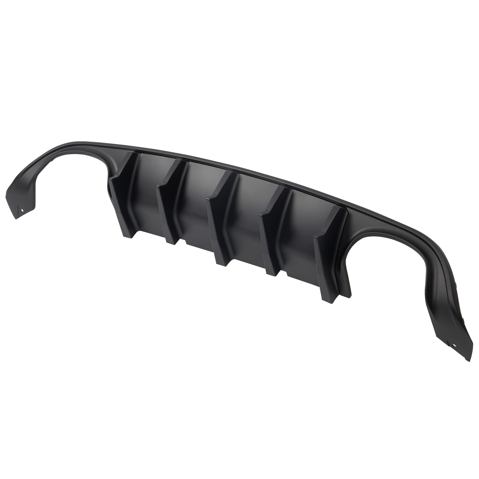 IKON MOTORSPORTS, Rear Diffuser Quad Exhaust Compatible with 2015-2023 Dodge Charger, IKON V2 Style Matte Black PP Rear Bumper Diffuser Lip Shark Fins, 2016 2017 2018 2019 2020 2021