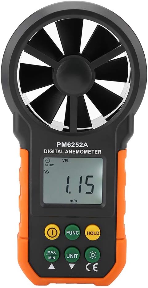 PEAKMETER PM6252A Digital Wind Speed Meter Air Volume Measuring Anemometer Portable LCD Backlight Handheld Measurement Tool for Outdoor Enthusiasts