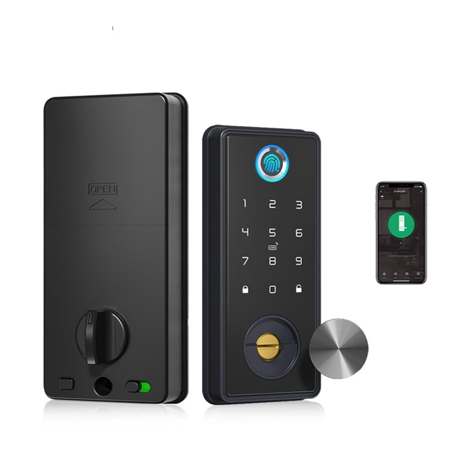 Maniglia della porta intelligente, Serratura for impronte digitali Smart Home Cerradura Inteligente Wifi Serratura elettronica con catenaccio biometrico(Silver)