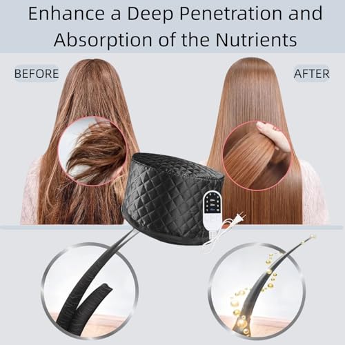Hair Steamer for Natural Hair (Home Use) - 10-Speed Temperature Control, Fast Heating & Deep Strand Nourishment - Thumbnail 5