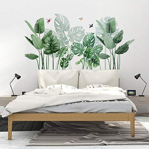 Big Green Leaf Wall Stickers Tropical Plant Leaves Window Decals Decorations Murals Wall Art Decorative Sticker For Kids Living Room Bedroom Nursery Playroom Cute Holiday Jungle Party Decor Supplies #TOP6