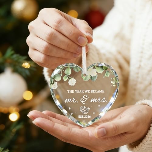 MEOGUTYI Wedding Gifts for Couples 2026, Mr and Mrs Gifts, Bridal Shower Gift, Wedding Ideas Gift for Newlywed Couple, Bride, Just Married Crystal Glass Ornament 2026, Married Couple Home Decor — view 2