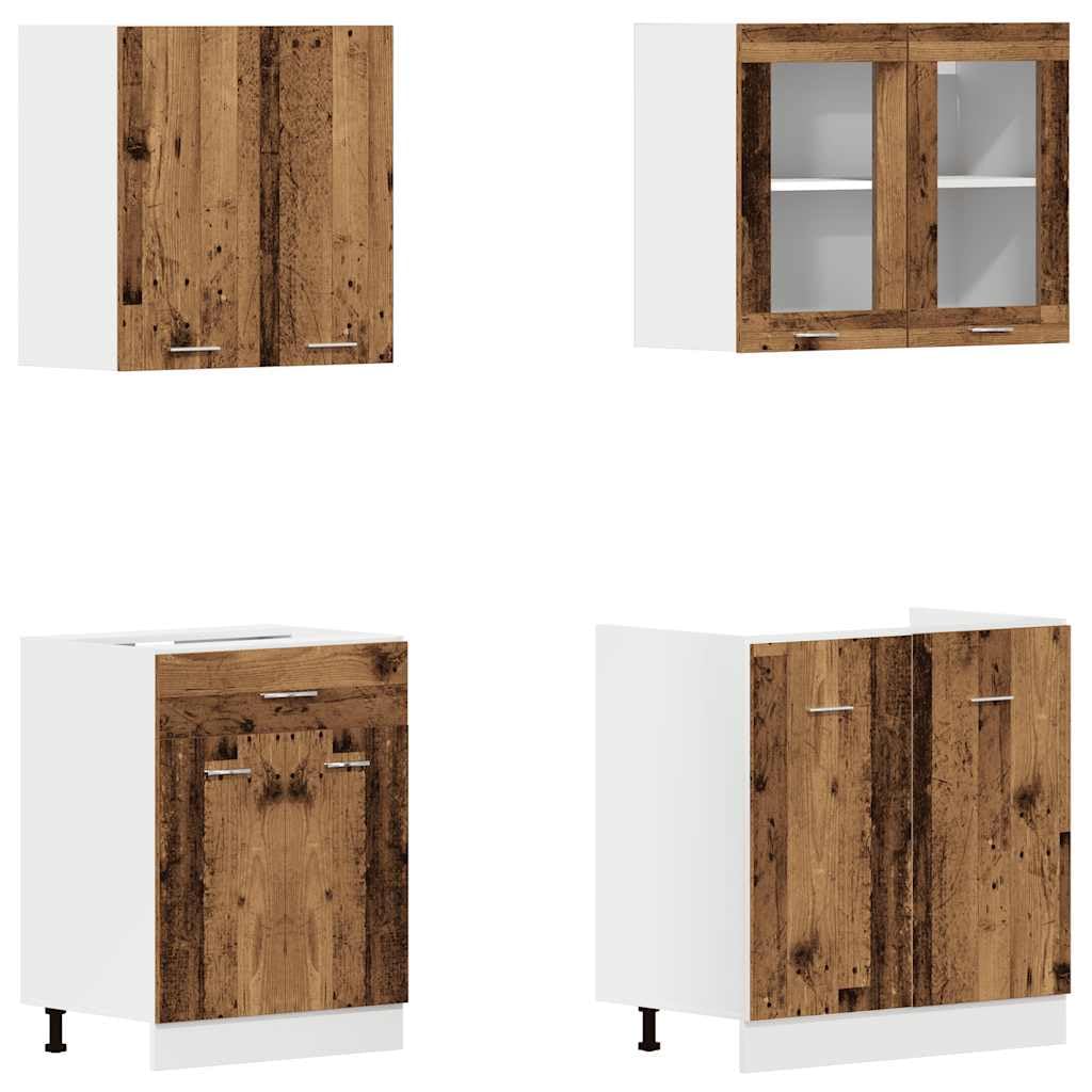 Mueble de Cocina 4 Piezas Madera contrachapada Madera Vieja