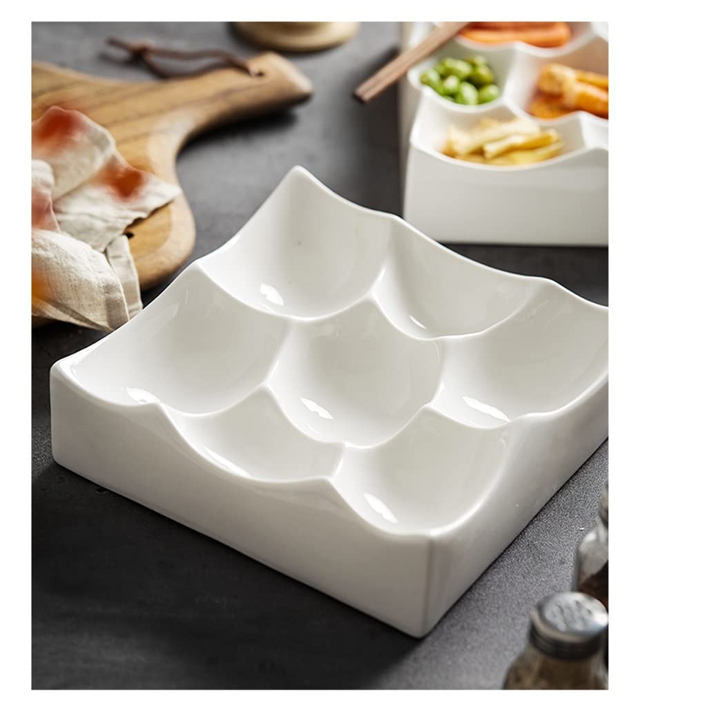 Piatti Piani Moderni Piatto da colazione Vassoio da portata Quadrato quadrato in ceramica bianca Piatti freddi Piatti piccoli Hotel Ristorante Stoviglie for la casa Piatti Piani Impilabili