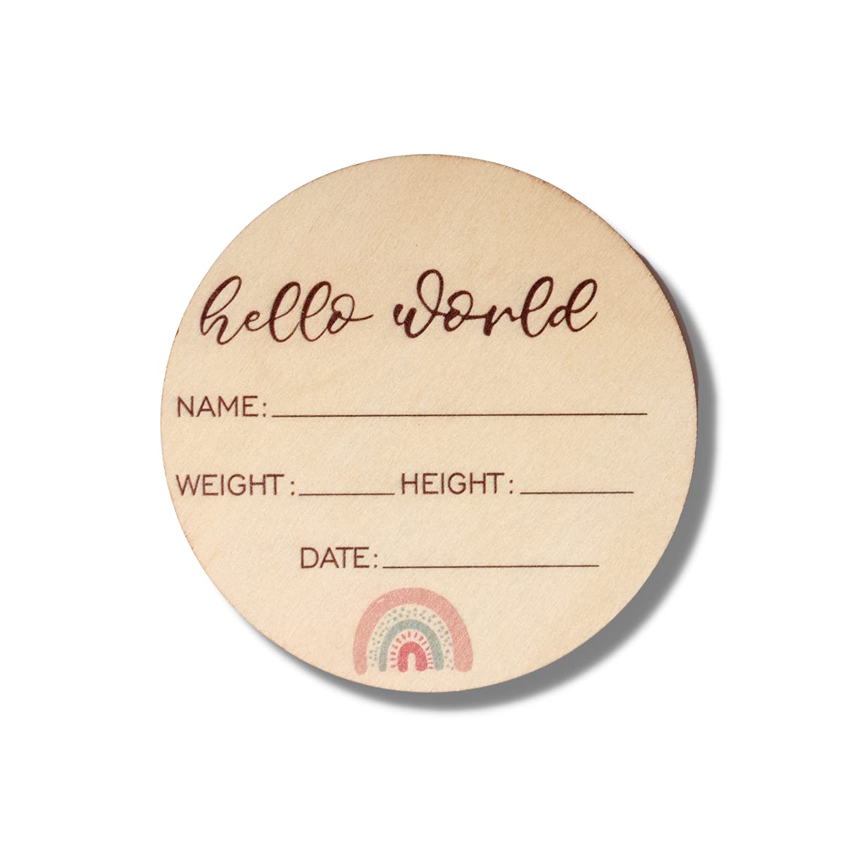 Baby Announcement Sign - Premium Wooden Rainbow Design Discs - Celebrate The Arrival of Your Baby - Record Birth Details on This Round Wooden Announcement Plaque - Built to Last and Treasure Forever