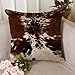 HL HLPPC Print Cowhide Throw Pillow Case Farm Animal Tri Color Brown Cow Cotton Linen Cushion Cover 18 x 18 Inches Standard Square Decorative Pillow Cover for Sofa and Bed One Side Print