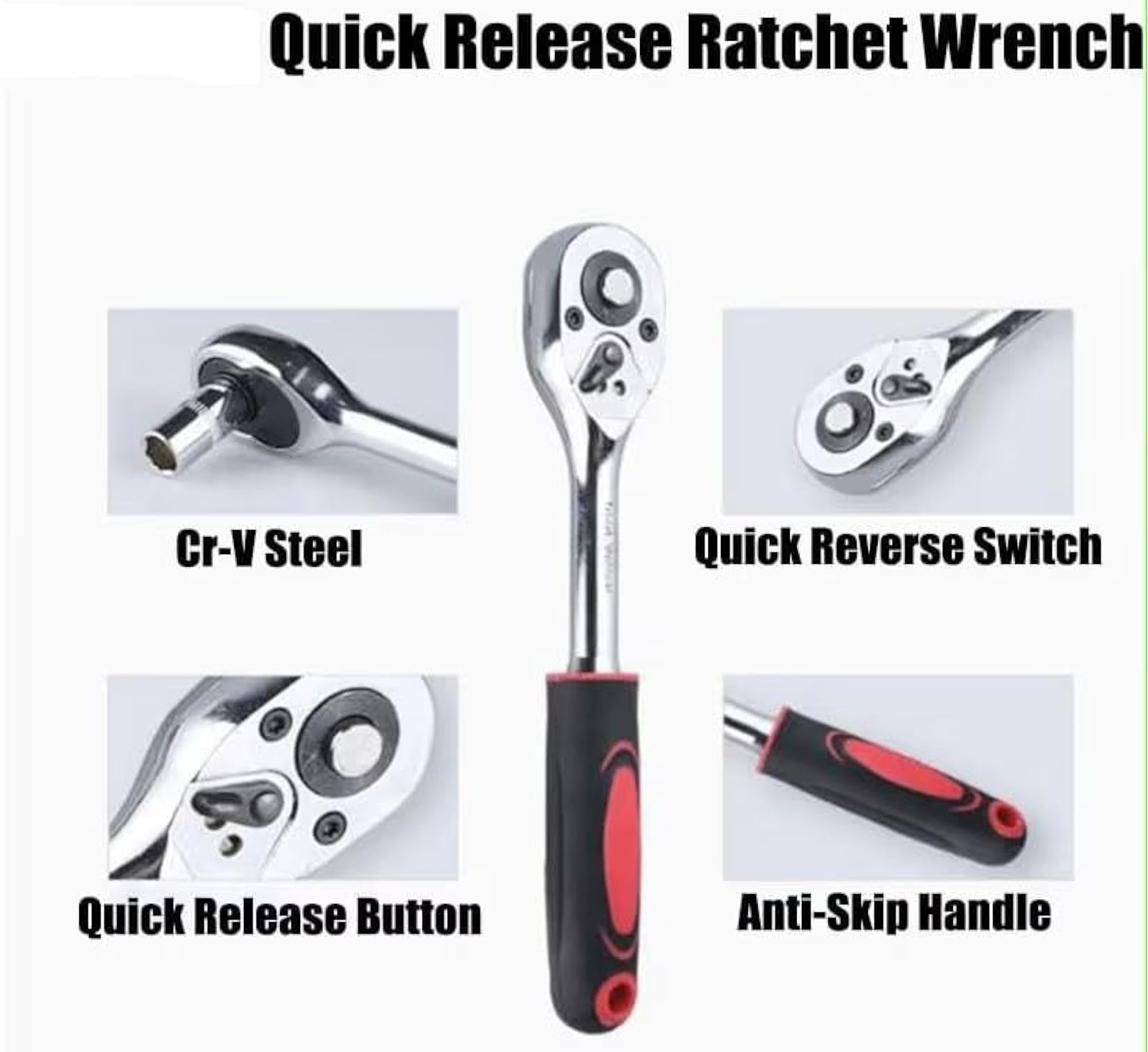 12 Pcs Heavy Duty Socket Wrench Set with Ratchet Handle