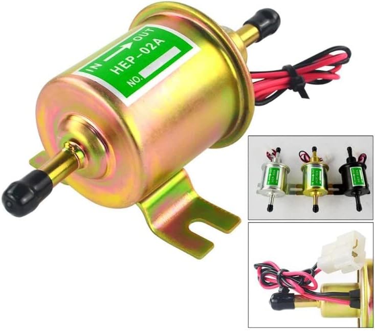 Universal 24V Low Pressure Heavy Duty Gas Diesel Inline Electric Fuel Pump HEP-02A (3-6 PSI) for Motorcycle Carburetor Lawn Mower