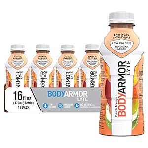 BODYARMOR LYTE Sports activities Drink Low-Calorie Sports activities Beverage, Peach Mango, Pure Flavors With Nutritional vitamins, Potassium-Packed Electrolytes, Excellent For Athletes, 16 Fl Oz (Pack of 12)